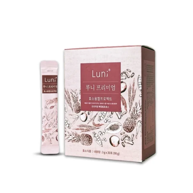 Hộp Luni Premium nhìn từ góc chéo cùng một gói 3 g